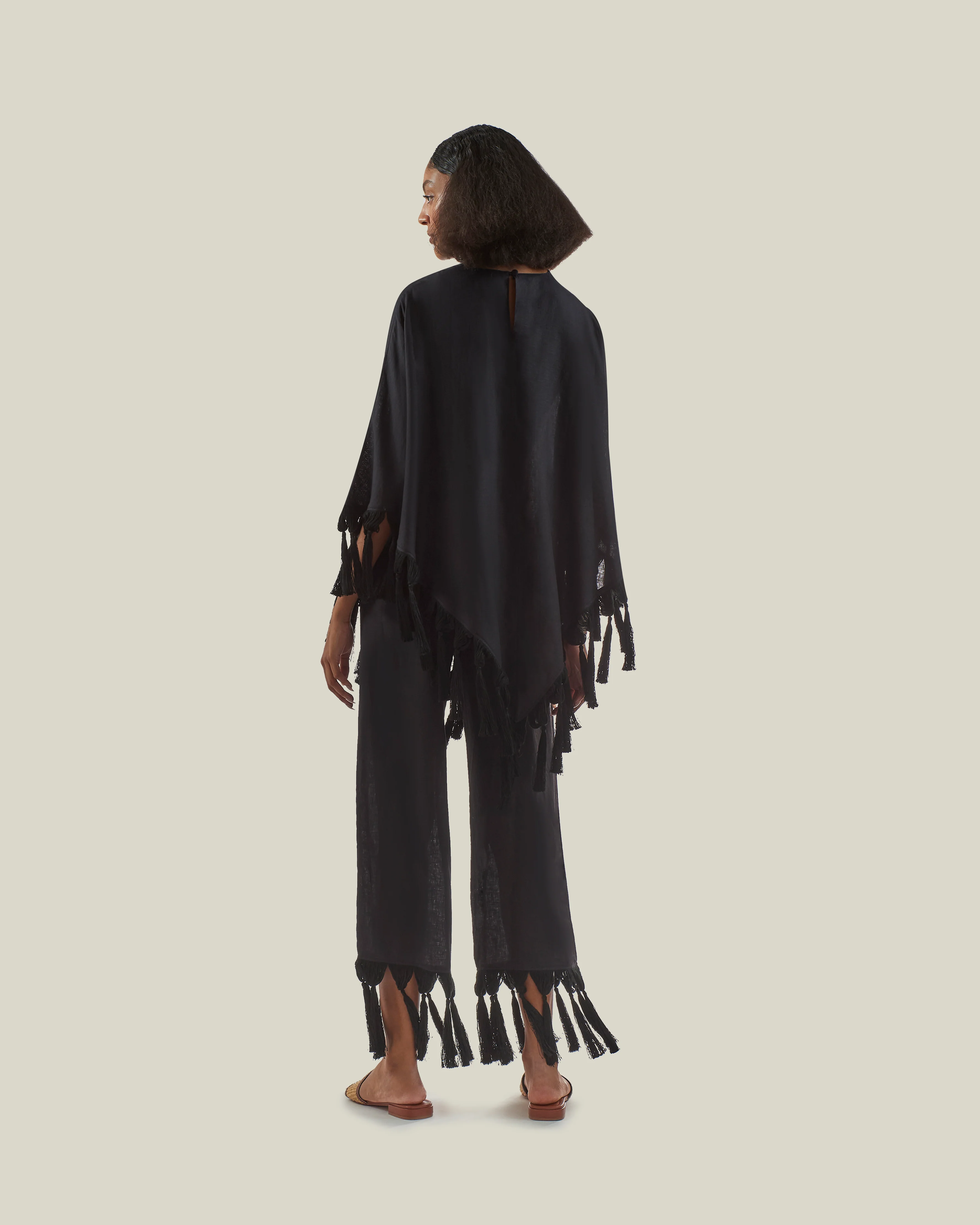 Marlino Fringed Pants in Black - Image 5